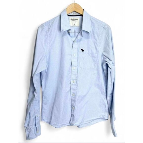 Abercrombie & Fitch Shirt Mens Large Blue Long Sleeve Casual Button Down - Picture 1 of 8